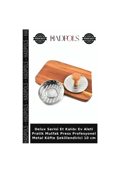 Delux Serisi Et Kalıbı Ev Aleti Pratik Mutfak Press Profesyonel Metal Köfte Şekillendirici 10 Cm Ahşap