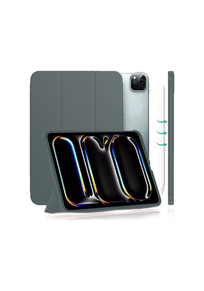 Apple Uyumlu iPad, Pro 11 M4 2024 11 Inç Tablet Flip Smart Standlı Akıllı Kılıf Smart Cover Kapaklı Kılıf