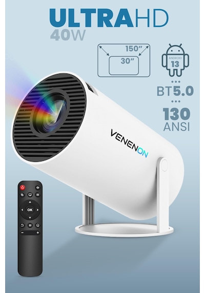 Taşınabilir Akıllı Sinema Projeksiyon Cihazı Projektör Ekran Yansıtma Wifi Bluetooth 5.2 Sinema 502