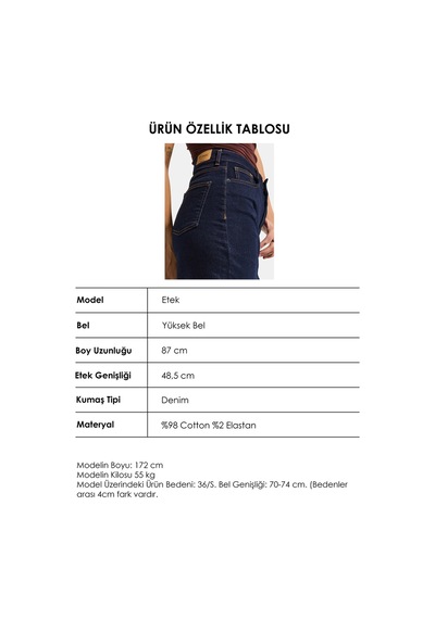 Itsbasic Kadın İndigo Selvedge 7s6-50 Maxi Yandan Yırtmaç Detaylı Tasarım Likralı Kumaş Denim Etek