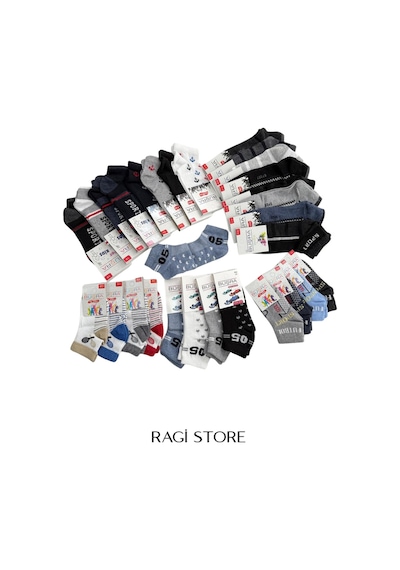 Ragi Store 8'li Çocuk Patik Okul Çorabı Mix Desen Çok Renkli