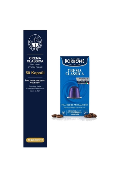 Caffe Borbone Classica 50'li Kapsül Kahve - Nespresso Uyumlu, Aylık Stok Avantajı