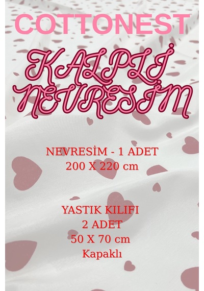 Çift Kişilik Kalp Desenli Nevresim Seti 200 X 220 Cm Sevgililer Günü  Günlük Kullanım Kırmızı-kalpli