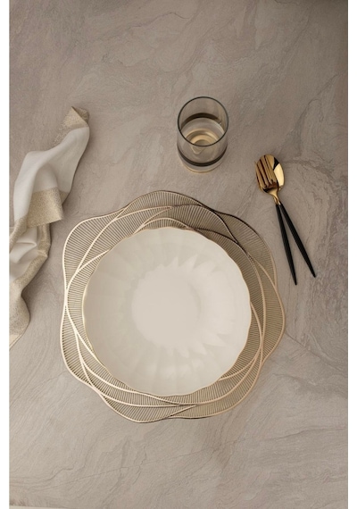 Kütahya Porselen Bone Luz Altın Yaldzlı Bowl Kase 25x6cm 2000ml 4 Lü Bnlzf25ks00 Çok Renkli