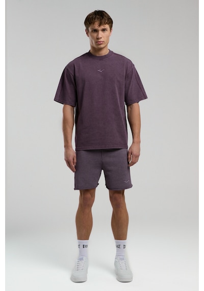 Everlast Bronx 1910 Oversize Yıkamalı Mor Erkek Tişört Koyu Mor
