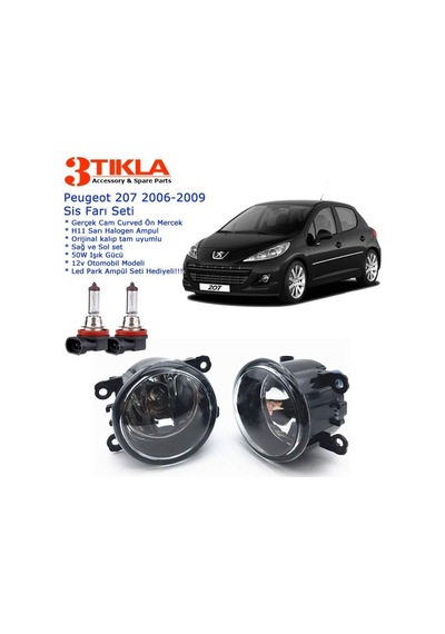 Peugeot 207 2006 Sis Farı Set Oem: 8200074008