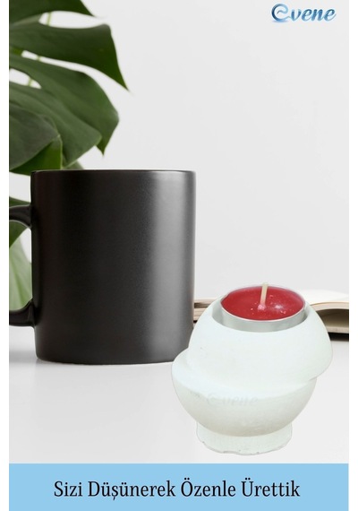 Mumluk Şamdan Tealight Ve İnce Mum Uyumlu Kesik Model - Beyaz