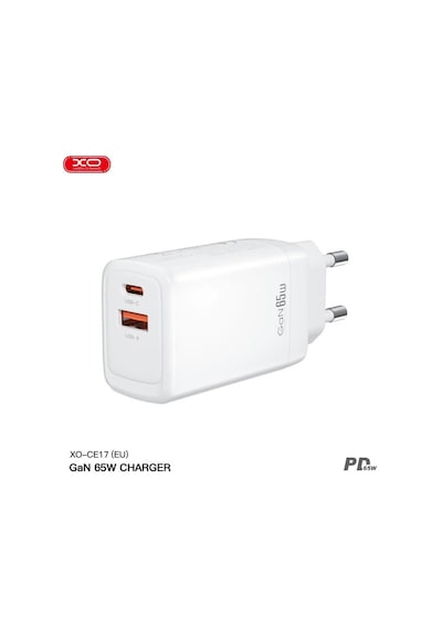 Özel Seri Enerji Akıllı Ce17 Eu 65w Q.c Pd Fast Hızlı Usb-c Usb-a Çift Çıkışlı Şarj Aleti Adaptörü