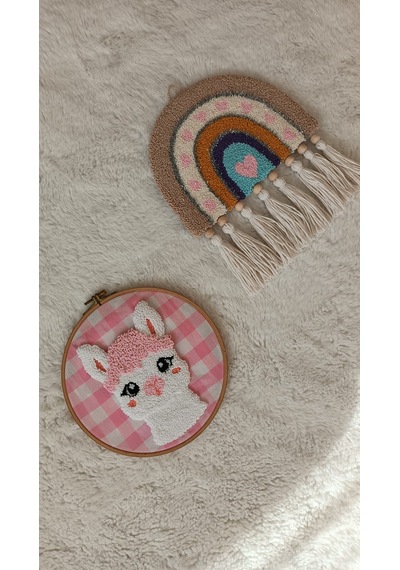 El Yapımı Gökkuşağı & Lama Tablo Set