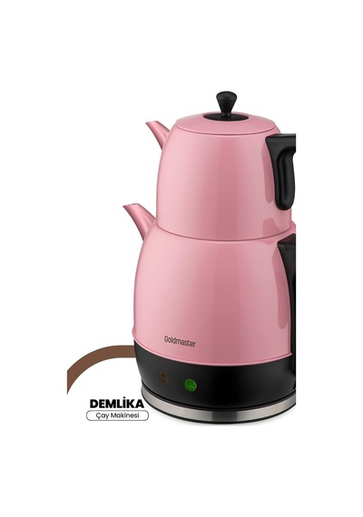 Demlika Pembe Xl Geniş Hazneli Damlatmaz Paslanmaz Çelik Çay Makinesi Ve Su Isıtıcısı, 2 Litre Hazne, 1,4 Litre D Diğer