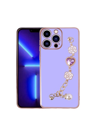 Zore İphone 14 Pro Uyumlu El Tutamaçlı Kamera Korumalı Nvth Taka Silikon Kılıf-mor