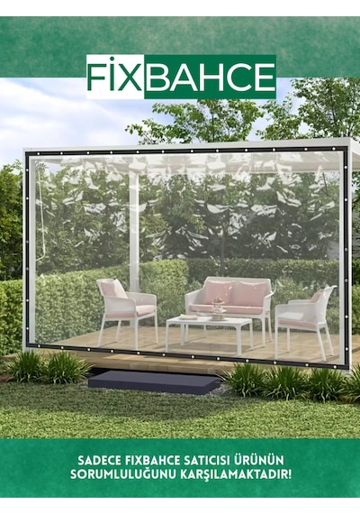 Fixbahçe 5.5mx2.5m Şeffaf Pvc Rüzgar Geçirmez Naylon Branda Beyaz
