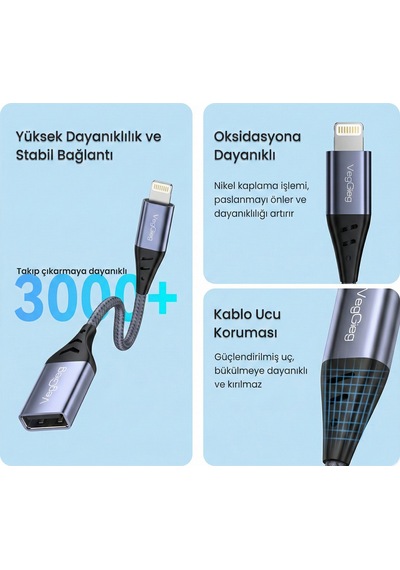 Veggieg Lightning To Usb 2.0 Otg Çevirici Dönüştürücü Adaptör