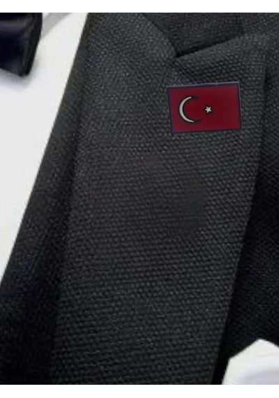 Herşey Nota Türk Bayrağı Yaka İğnesi Rozet Kırmızı - Beyaz