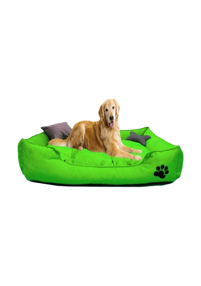 Mavi Vitrin Yıkanabilir Kumaş Pati İşlemeli Büyük Irk Köpek Yatağı L 100 x 80 CM