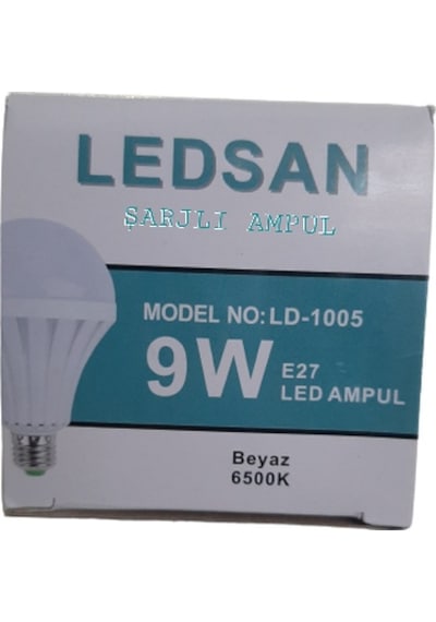 Şarjlı Led Ampul 9W Beyaz Işık E27 Duy Şarjlı Ampul