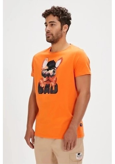 Bad Bear Spark Turuncu Baskılı Erkek Tişört Siyah
