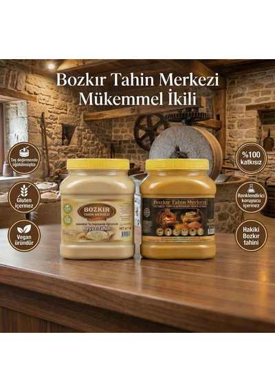Bozkır Tahin Merkezi Altın Susam Kavrulmuş Tahini 930 Gr- Beyaz Tahin935gr Taş Değirmen&katkısız
