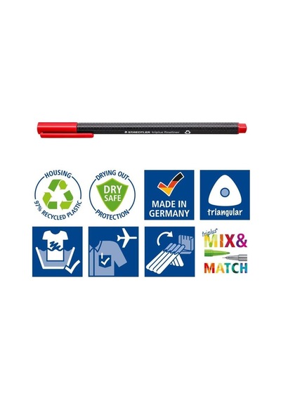 Ayrex Staedtler 334 Sb4 Triplus Üçgen Fineliner Klasik Renk 0.3 Mm 4'lü Set