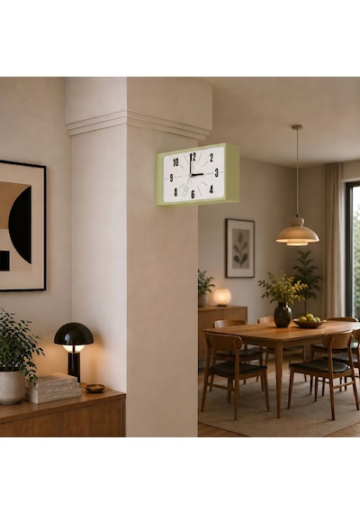 Fibrika Store Retro Station Duvar Saati - Minimalist Tasarım Açık Yeşil