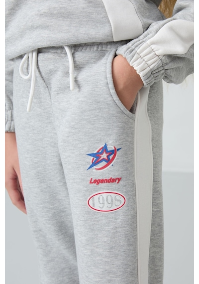 Tommylife Tommy Life Gri Melanj Pamuklu İçi Tüylü Yumuşak Dokulu Standart Fit Baskılı Kız Çocuk Eşofman Takım - 75166 Gri Melanj