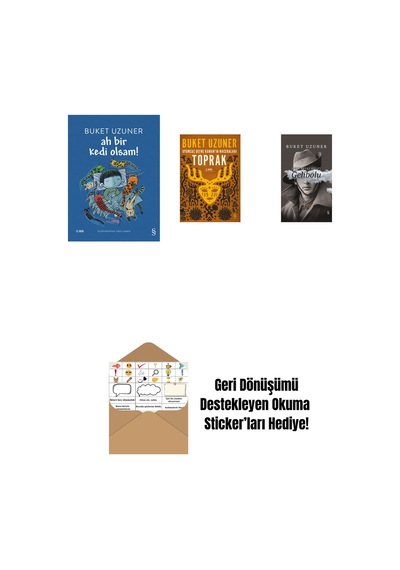 Ah Bir Kedi Olsam + Uyumsuz Defne Kaman'ın Maceraları - Toprak + Gelibolu Ciltli + Okuma Sticker'ları