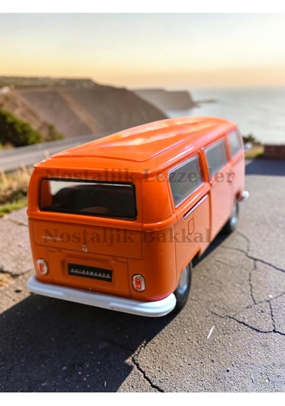 Nostaljik Turuncu Volkswagen Type 2 1/32 Ölçek Metal Çek Bırak Kapılar Açılır Model Araba Çok Renkli