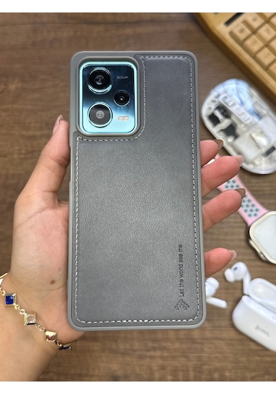 Samsung Galaxy Note 20 Ultra Uyumlu Premium Deri Dokulu Darbelere Dayanıklı Nazal Silikon Kılıf Gri