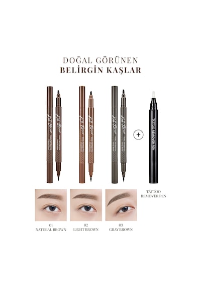 Clio Kill Brow Dual Tattoo Pen Set 03 Gray Brown
