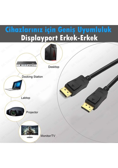 Gold Plated Displayport Erkek-Erkek Görüntü Kablosu 5 Metre
