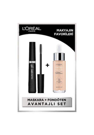 L'Oréal Paris Telescopic Lift Maskara & True Match Nude Fondöten Serum 0.5-2 Very Light - Makyajın Favorileri Seti pktmkyjfvrlrst-9584 0