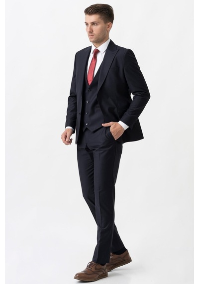White Stone Piacenza Ty2002 Slim Fit 6 Drop Düz Takım Elbise Laci - 52 Lacivert