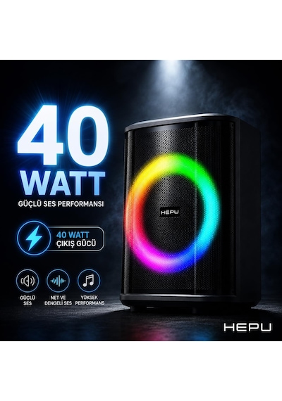 Hp-979 Partybox Bluetooth Hoparlör 8 Hoparlör 40w Güç Rgb Işık Tws Destekli