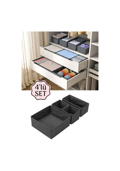 Tr 4'lü Katlanabilir Çekmece Düzenleyici Organizer Seti, Çekmece İçi Çamaşır Organizer Kutuları, İç Çamaş Diğer