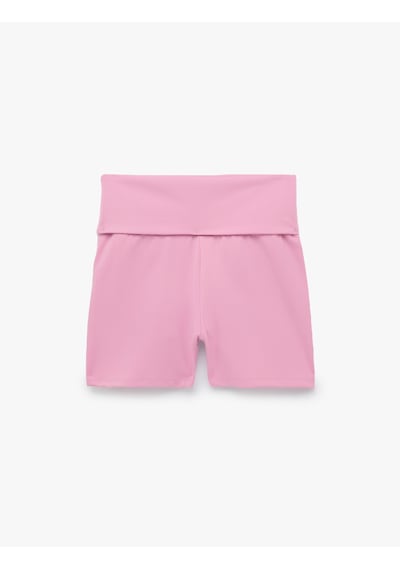 Koton Katlı Kemer Detaylı Yüksek Bel Slim Fit Spor Biker Tayt Pembe 6sak40276nk Gül