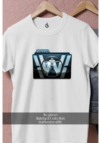 Oversize Westworld Tasarımlı Unisex T-shirt Beyaz