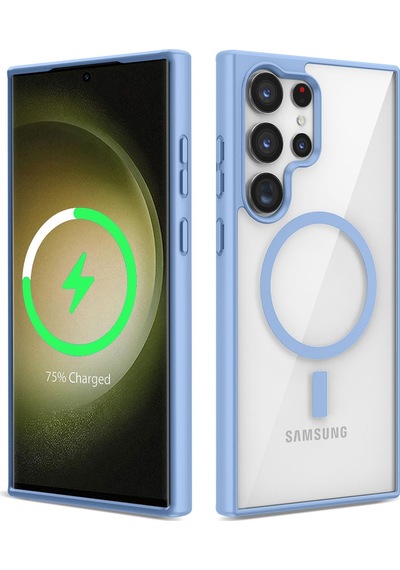 Kilifone - Samsung Uyumlu Galaxy S22 Ultra - Kılıf Kablosuz Şarj Destekli Ege Silikon Kapak - Mavi