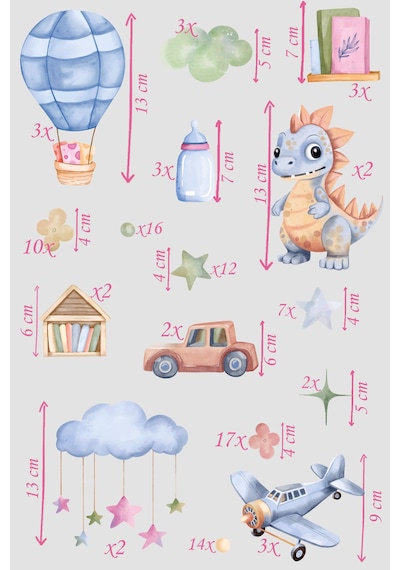 Karışık Temalı Çocuk Odası Sticker Seti