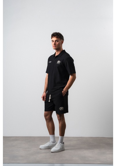Erkek 242 Nakışlı Regular Fit T-shirt Şort Takım Siyah