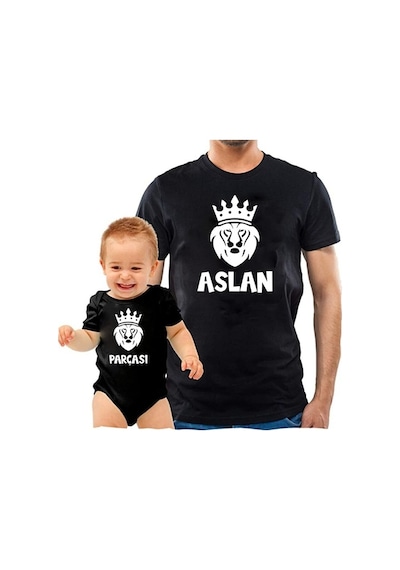 Aslan Parçası Baba Oğul Kız Tişört Zıbın Kombini (544656834)