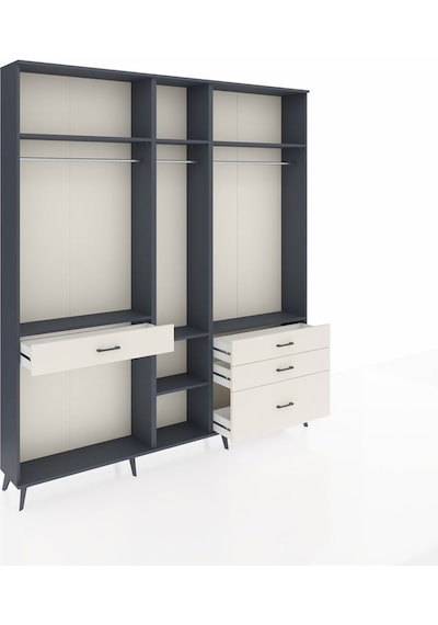 Arges Dolap 7 Raflı 4 Çekmeceli 3 Askılı 220x30x243 Antrasit-antrasit/aytaşı Antrasıt/aytası Arges Dolap 7 Raflı 4 Çekmeceli 3 Askılı 220x30x243 Antrasit-antrasit/aytaşı Antrasıt/aytası