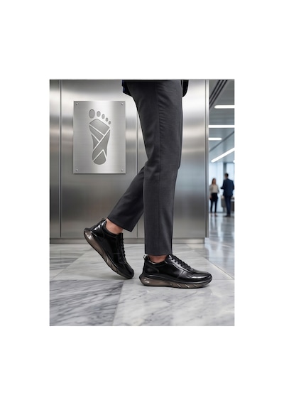 Crc Ayakkabı Premium Hakiki Deri Siyah Erkek Comfort Sneaker Bağcıklı Ayakkabı
