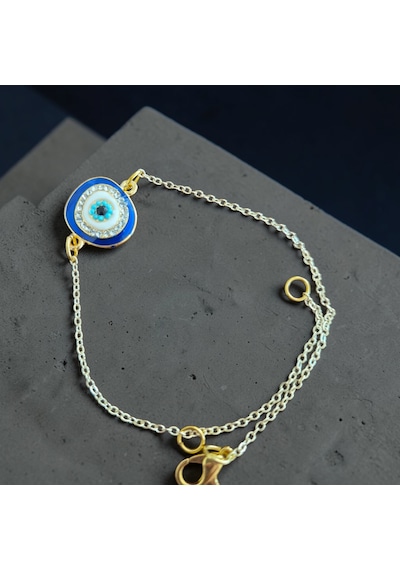 Nazar Boncuklu Gold Zincirli Kadın Bijuteri Bileklik