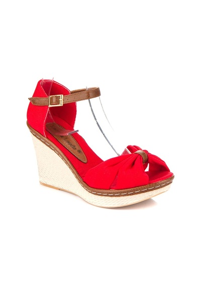 Fox Shoes Kırmızı Kadın Dolgu Topuklu Ayakkabı 9674040505 Kırmızı