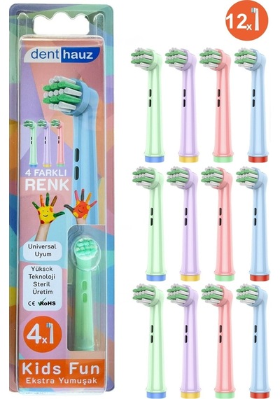 Kids Fun - Çocuklara Özel Extra Yumuşak Oral B Şarjlı Diş Fırçası Yedek Başlığı - 12'li Yedek Başlık