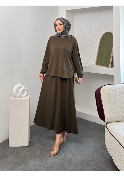 Mihran Butik Elite Model Modal Kumaş Kadın Alt Üst Takım Haki