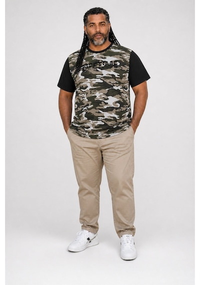 Starbattal Büyük Beden Shoulder Line Camouflage Erkek Tişört 23147 Hakı-1129 Haki