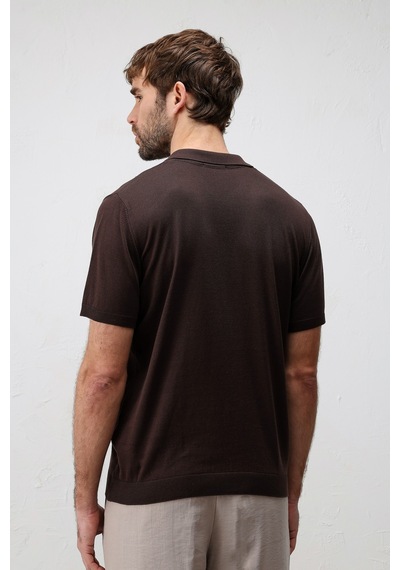 Antioch Comfort Slim Polo Yaka Erkek Triko T-shirt Kahverengi