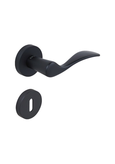Çebi Oval Lüks Mat Siyah Rozetli Oda Kapı Kolu Mp24