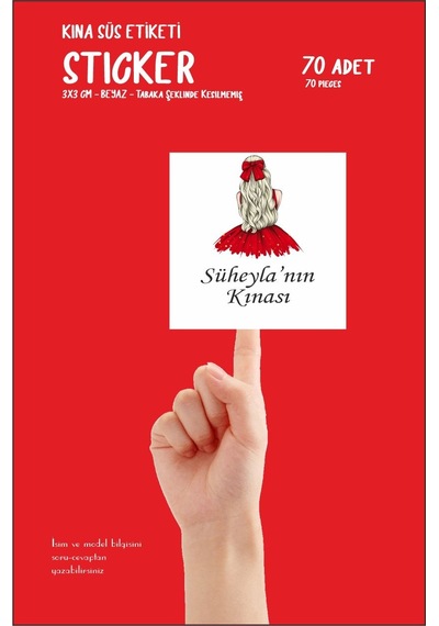 Kişiye Özel Kına Gelin Hamamı Süs Etiketi Beyaz Sticker 70 Adet